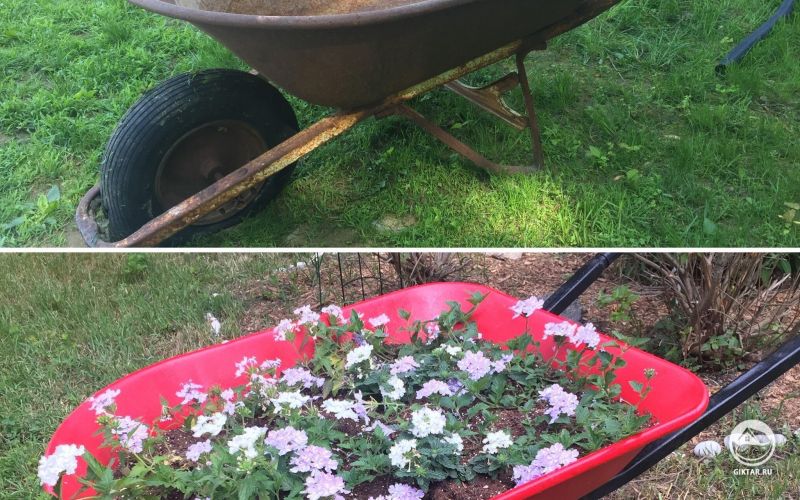 Мой проект тачка-кашпо завершен!