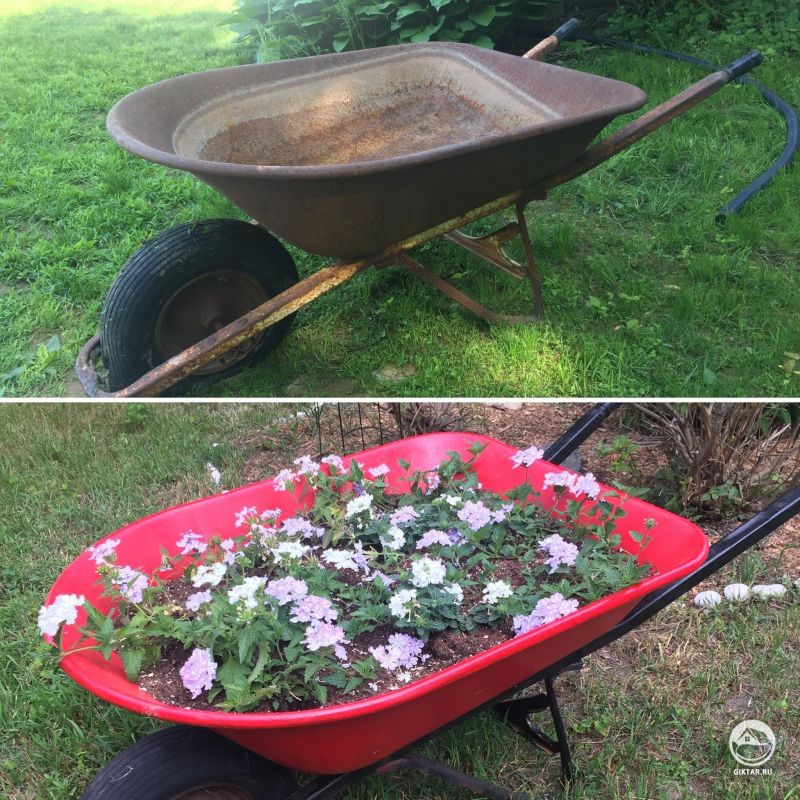 Мой проект тачка-кашпо завершен!